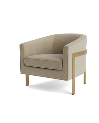 Emory chair in mohair: Ecru with Brushed Brass finish