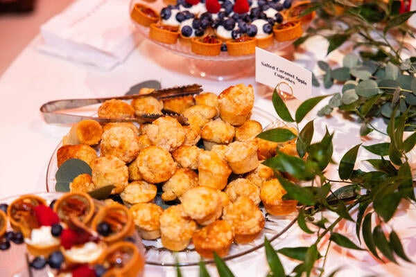 Delicious bite-size desserts included dark chocolate ganache shooters and salted caramel mini apple cupcakes 