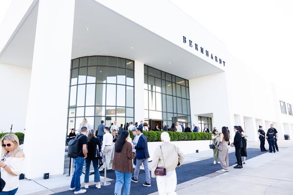 Partygoers outside Bernhardt’s new showroom on Hamilton Street