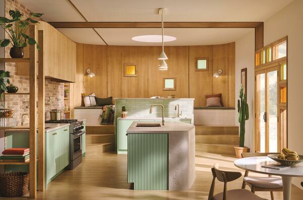 The Frank Lloyd Wright Kitchen collection by Brizo in Brilliance Luxe Gold