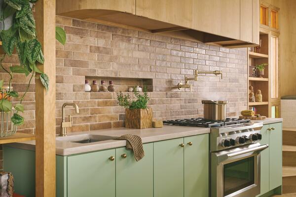 The Frank Lloyd Wright Kitchen collection by Brizo in Brilliance Luxe Gold