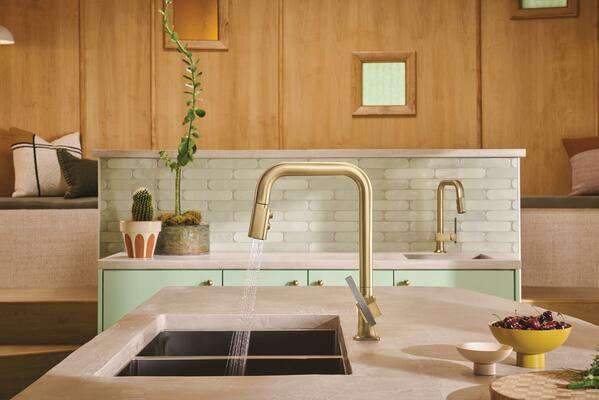 The Frank Lloyd Wright Kitchen collection by Brizo in Brilliance Luxe Gold