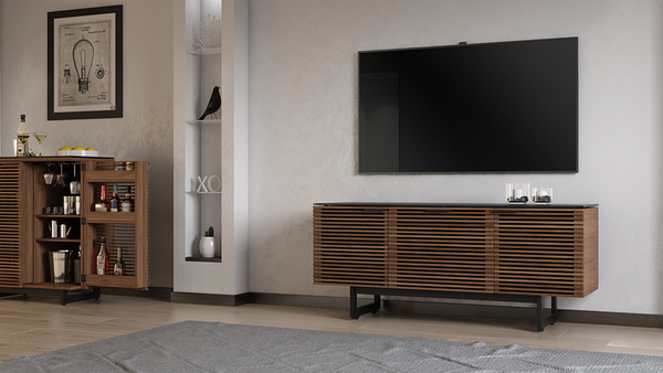 Corridor media cabinet (8177) in Natural Walnut, ideal for large TVs and AV components
