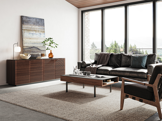 Corridor storage cabinet (8109) in Chocolate-Stained Walnut with adjustable shelves and roomy storage