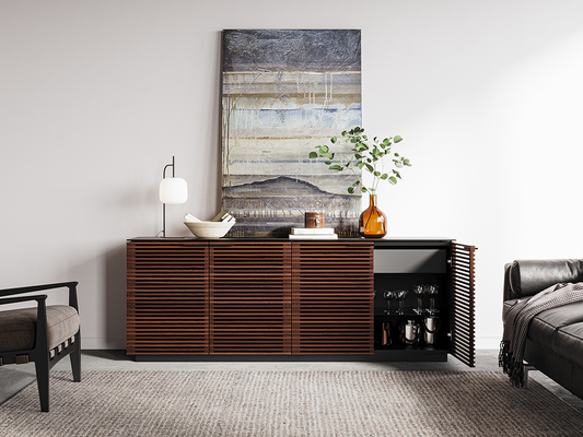 Corridor storage cabinet (8109) in Chocolate-Stained Walnut, ideal for bar items and other essentials