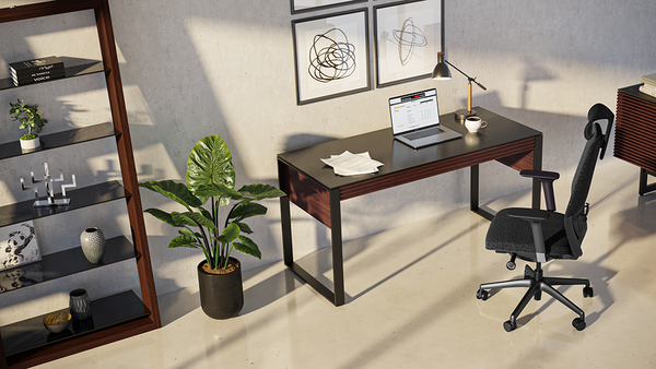 Corridor desk (6501) in Chocolate-Stained Walnut is ideally sized for home and small-office use