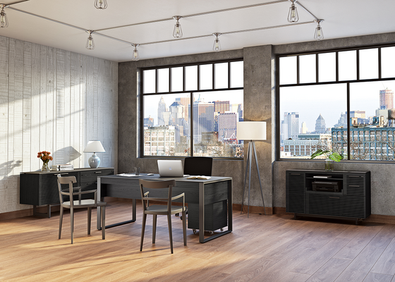Corridor office in Charcoal-Stained Ash with coordinated desk and storage solutions