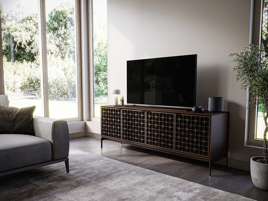 Constellation door design on Elements (8709) with console base in Toasted Oak