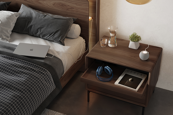 Linq bedroom collection with integrated headboard lighting, charging ports and motion nightstands