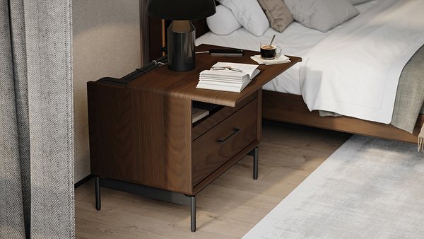 Linq 22-inch nightstand (9181) with soft-close drawer and sliding top to access integrated power