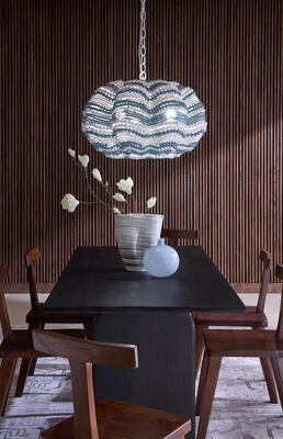Clamshell chandelier, Arc dining table, Parlor chair, Minx decorative vases, Undulation vase 