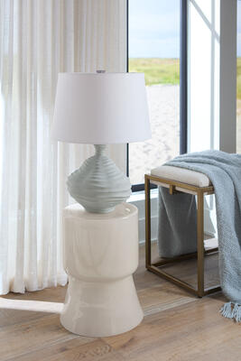 Oasis table lamp, Huntington Garden stool