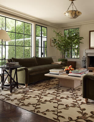 The botanical lattice of the Tillar rug adds an elegant touch of pattern to any curation