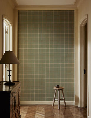 Beddow wallpaper’s tonal grid brings a grounding touch of pattern to walls 