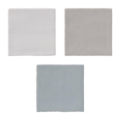 Laura Park Bespoke 5-by-5-inch wall tile in White (484994), Taupe (484992), Aegean Blue (484993)