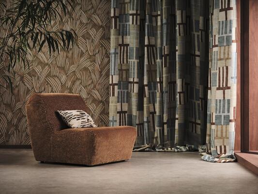 Glyph wallpaper and Monolith fabric