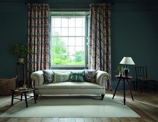 Cornflower embroidery, Oak & Blossom weave, Hanover Check fabric