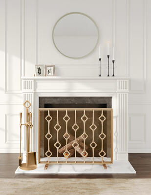 Webster fireplace screen, Webster fireplace tools, Emma mirror