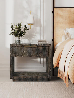 Pierce nightstand, Luana sconce, Laken king bed
