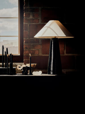Koda ceramic lamp, Martini marble bowl and Pierre book stack