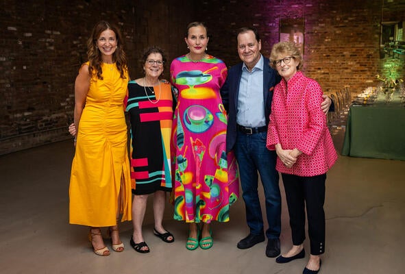 Kravet’s Suzanne Cohen, Ellen Kravet, Cary Kravet and Lisa Kravet pose with “Never Basic” designer Leah Ring (center)
