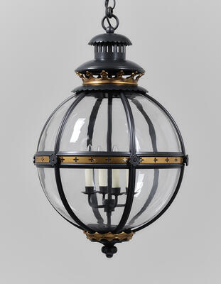 Fernhurst globe: Solid brass components encase two thick hemispheres of glass