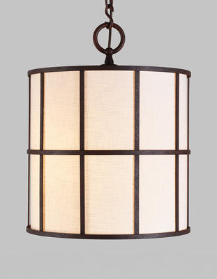 Ashmore Shade lantern: Finished with a hand-painted rust effect and sealed with a matte lacquer