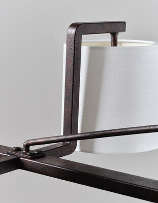 Chale chandelier: Finished with a hand-painted rust effect and sealed with a matte lacquer