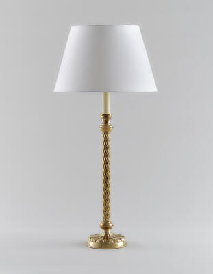 Bedwyn candlestick table lamp: Finely cast detailing and organic-inspired motifs decorate the base
