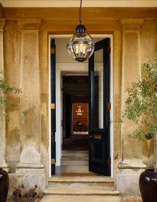 Salton globe lantern: Inspired by a 19th century antique, with handblown glass and a bronze finish