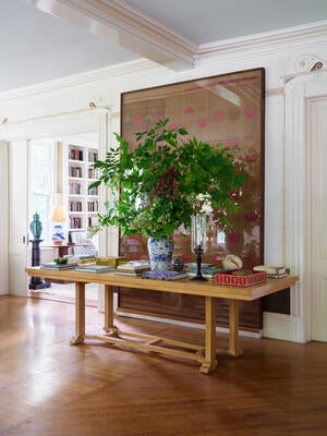 The Refectory dining table has an optional leaf to extend the length