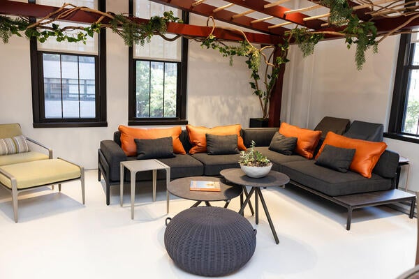 Brown Jordan outdoor furniture on display