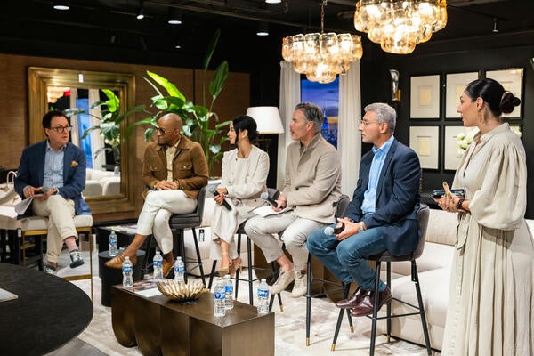 Eichholtz’s Alyssa Zimerman (right) welcomes panelists and guests with brief remarks