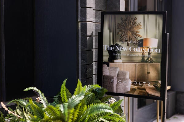 Signage outside the Eichholtz showroom in Manhattan