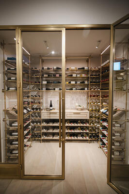 The wine cellar in Amuneal’s Los Angeles showroom