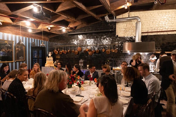 The intimate designer dinner was held at The Golden Swan