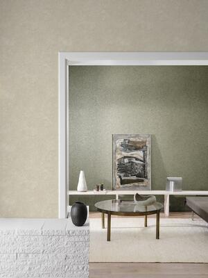 Grezzo is a refined wallcovering featuring genuine basalt flakes that sparkle and glow