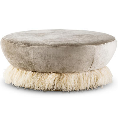 Large Ostrich Fluff round ottoman