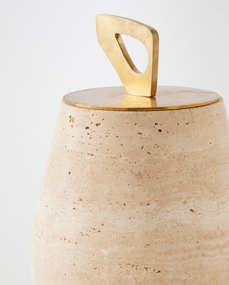 Bocal lidded pot (large, travertine)