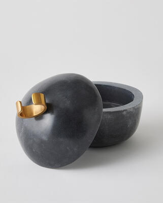 Caillou lidded pot (large, black marble)