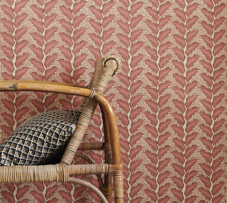 Serena Dugan Cassis grasscloth wallcovering in Sangria