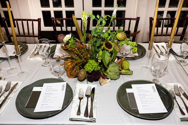 An autumnal harvest enlivened the table decor