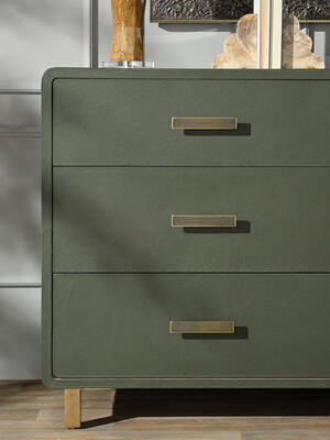 Dante dresser, Gamble mirror, Carver lamp, Waller box, Melina bookend set, Aiden vase