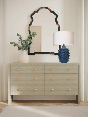 Harlow dresser, Layla mirror, Leah table lamp, Rivka vase