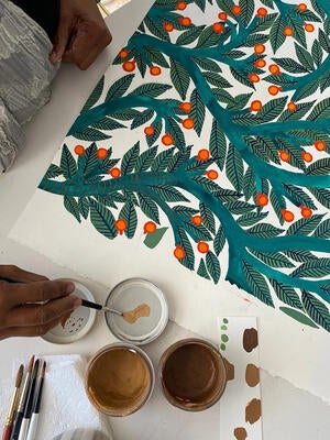 Kengeri hand-painted outdoor performance fabric