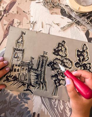 Creating the Realm wallpaper with lino cut techniques