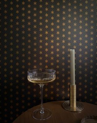 Tudor Star metallic wallpaper in Night from the Fable collection (METG24-MKS078-NI-Roll)