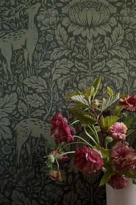 Richmond decorative textile wallpaper in Forest from the Fable collection (DECO24-MKS074-FO-Roll)
