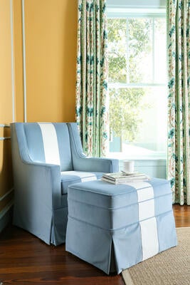 Custom Aveline chair and ottoman