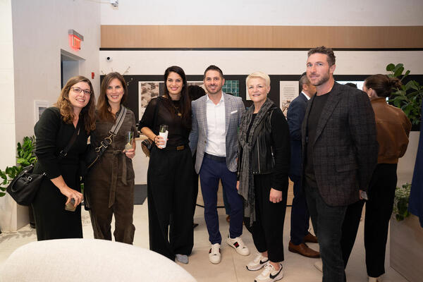 Jessica Maples, Farrah Goal and Kate Kirkpatrick (second from right) of Gensler, with Matthew Waas and Eli Mechlovitz of TileBar